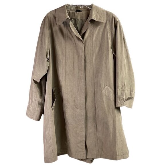 UTEX Ladies Light Olive Green Raincoat Trenchcoat Hidden Button Front Size 10 - Picture 1 of 11